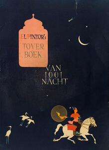 Book cover with a black bacground a person riding a hourse, three birds, and a crescent moon