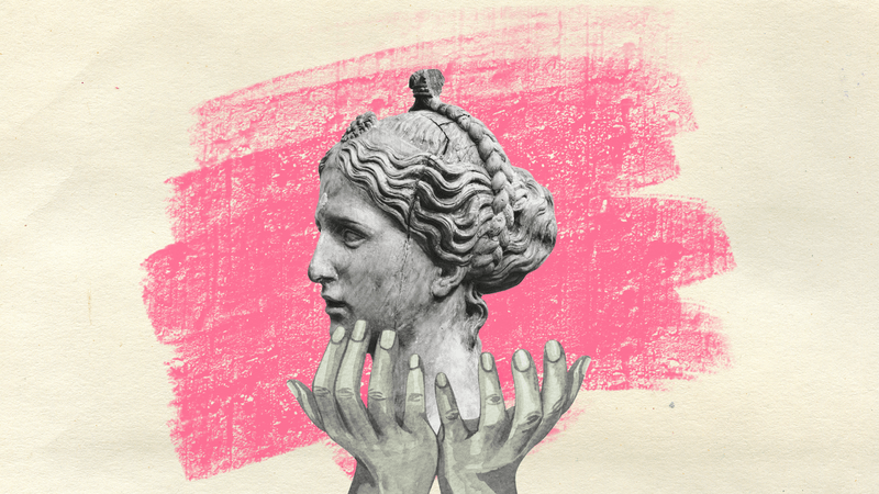 Collage of stone bust