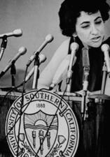 Barbara Myerhoff at Conference on Youth, Press Conference, 1969