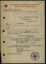 Historical document from the Red Cross regarding the welfare of Charlotte Charlaque