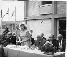 Charlotte Jacobson on a Panel with Fred Grundy, Levi Eshkol, Albert Sabin, and Kalman Mann