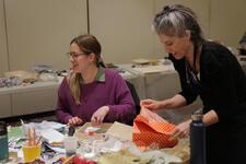 Alanna Davis and Michal Katz creating art at Artful Disclosure Facilitators' Workshop