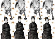 Repeated images of the Statue of Liberty on the top row. Repeated images of Emma Lazarus on the bottom row.