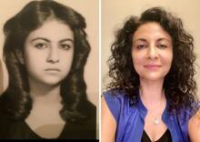 Collage of Guita Sazan in 1978 & 2025 