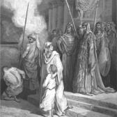 A mother protects her young son as the Greek court looks on. 