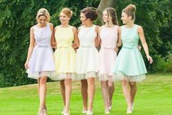 White Thin Bridesmaids Stock Photo