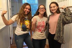 Three RVF Fellows in Feminist T-shirts