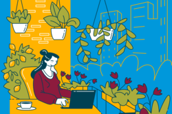 Illustration of woman working from home