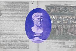 Collage by Dilan Payne, bust of Lucretius.
