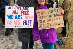 Judith and daughter at the 2017 Women’s March in Cambridge
