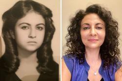 Collage of Guita Sazan in 1978 & 2025 
