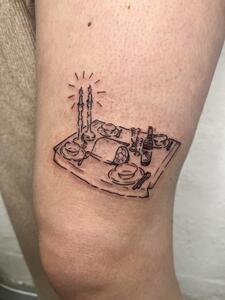 Sian Shine Tattoo of Shabbat Scene