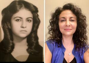 Collage of Guita Sazan in 1978 & 2025 