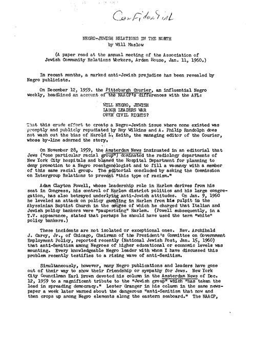 "Negro-Jewish Relation in the North," by Will Maslow, January 11, 1960, page 2 of 5