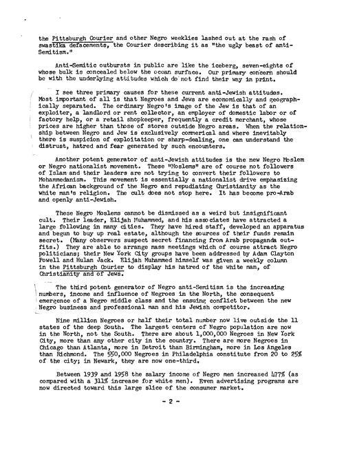 "Negro-Jewish Relation in the North," by Will Maslow, January 11, 1960, page 3 of 5