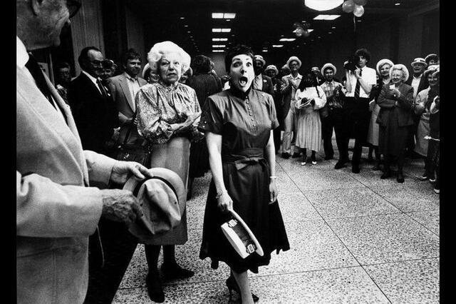 Meyera Oberndorf on election night with a hat in her hand and her mouth open in an excitedly surprised expression