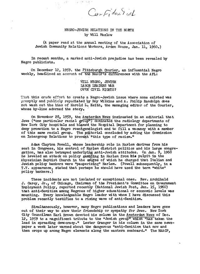 "Negro-Jewish Relation in the North," by Will Maslow, January 11, 1960, page 2 of 5