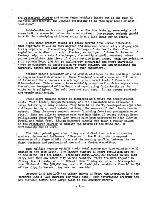 "Negro-Jewish Relation in the North," by Will Maslow, January 11, 1960, page 3 of 5