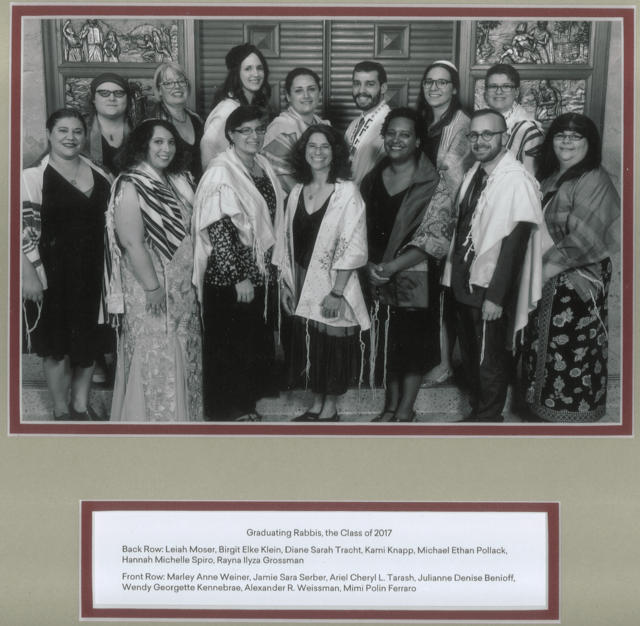 a photo of fourteen people wearing prayer shawls