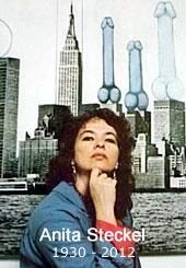 Anita Steckel with her Painting "Skyline", 1974