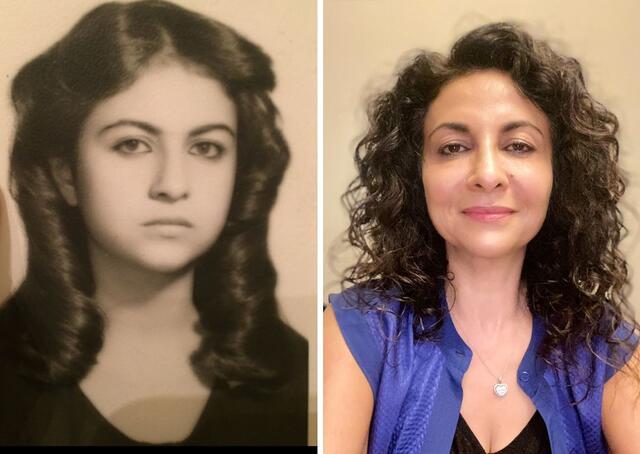 Collage of Guita Sazan in 1978 & 2025 