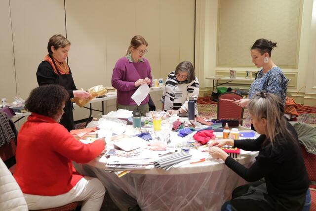 Participants at Artful Disclosure Facilitators' Workshop creating art