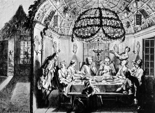 Sukkah meal. Amsterdam, 1722.